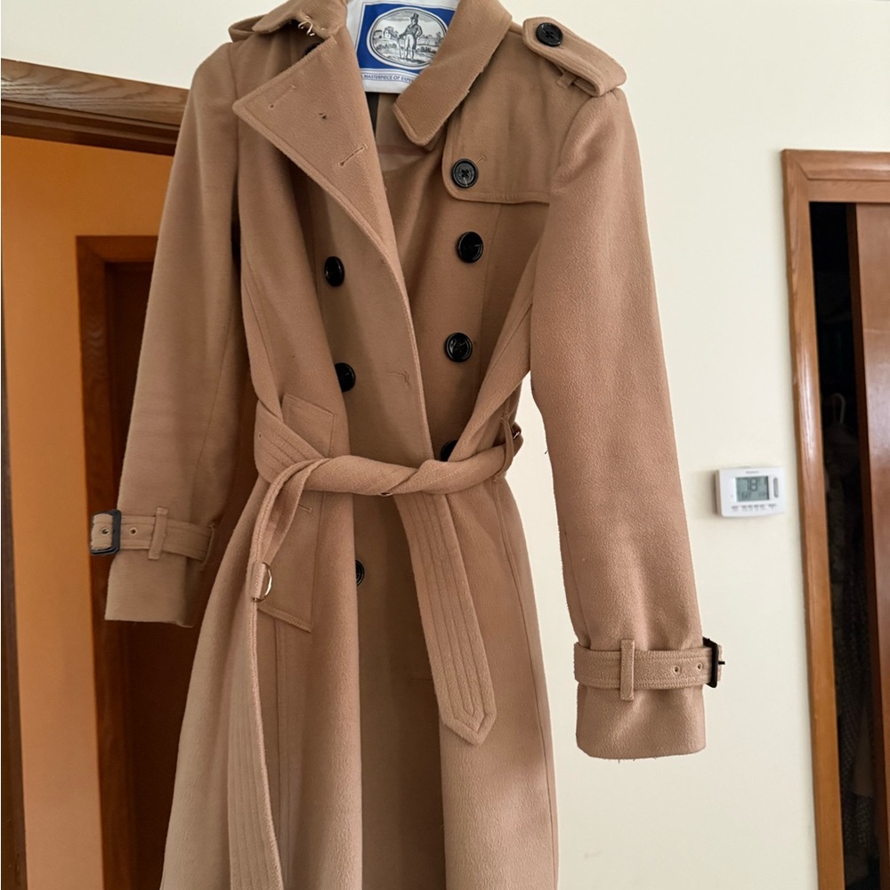 Burberry Beige and Black Plaid Coat